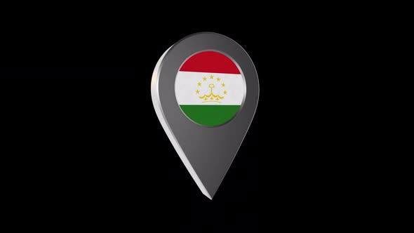 3d Animation Map Pointer With Tajikistan Flag With Alpha Channel - 2K alt