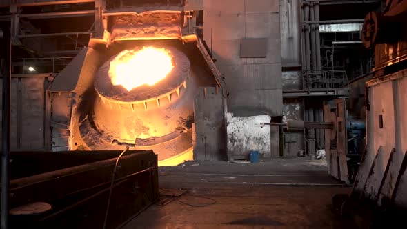 Hot Steel Vat At The Metallurgical Plant alt