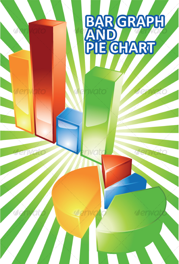 Glossy 3d Bar Graph and Pie Chart - Concepts Business