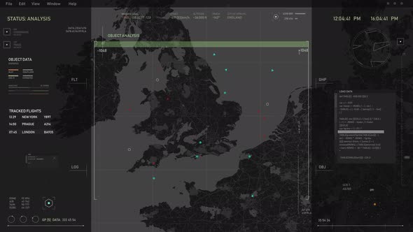 Advanced Spying software UI is examining the characteristics of the jet ...