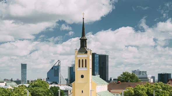Tallinn, Estonia. Church Of St. John Jaani Kirik At Sunny Summer Day. Large Lutheran Parish Church alt