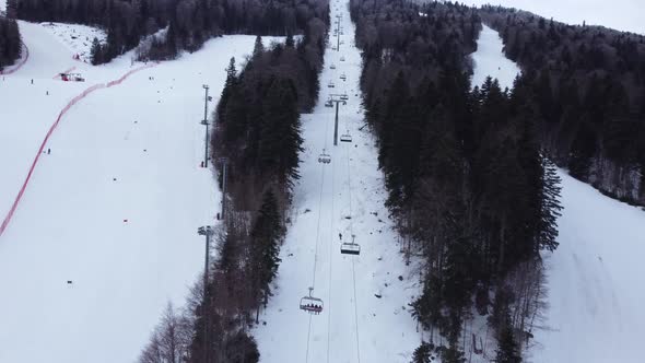Aerial View Mountain Ski Resort Touristic Center Of Olympic Mountain Bjelasnica Sarajevo 4K