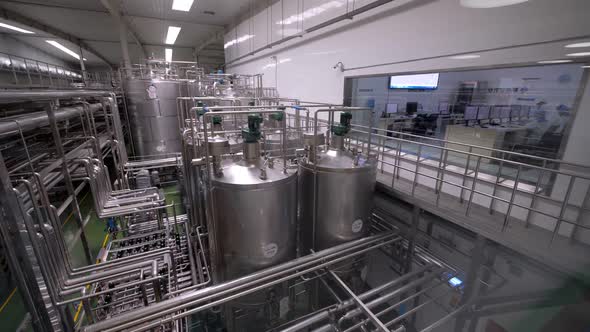 Chinese Dairy Industry Plant Inside Workshop with Tank with Milk