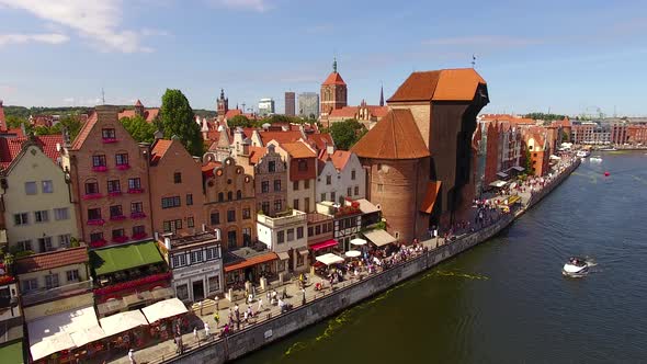 Aerial view of the canals of Gdansk in the summertime alt
