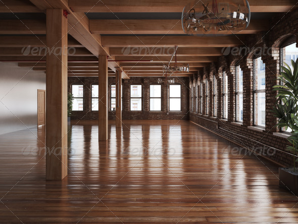 Wood accent empty room - Stock Photo - Images