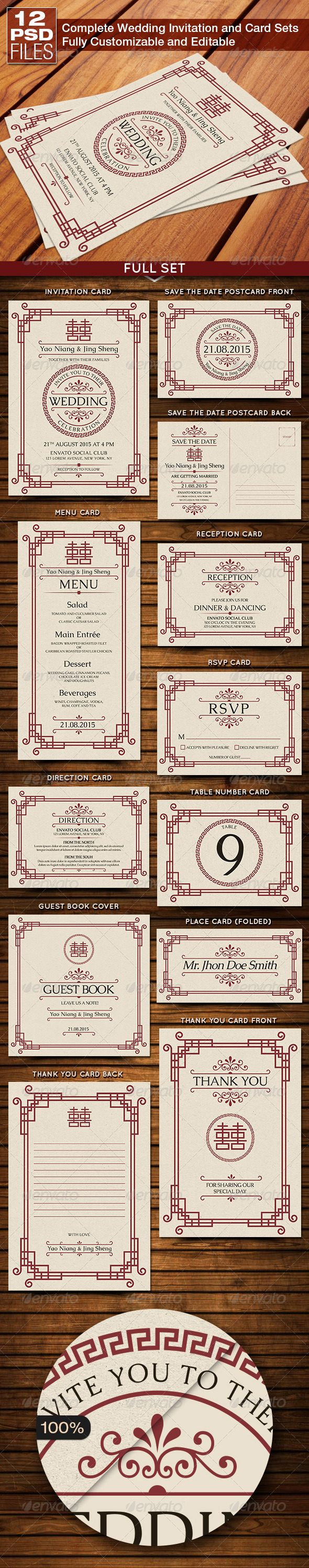 Oriental Style Wedding Invitation and Card Sets - Weddings Cards & Invites