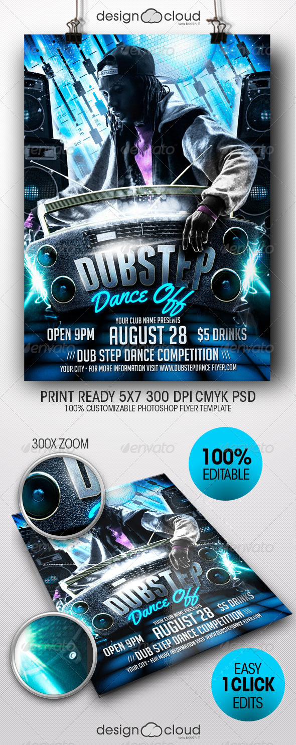 Dub Step Dance Off Flyer Template - Clubs & Parties Events