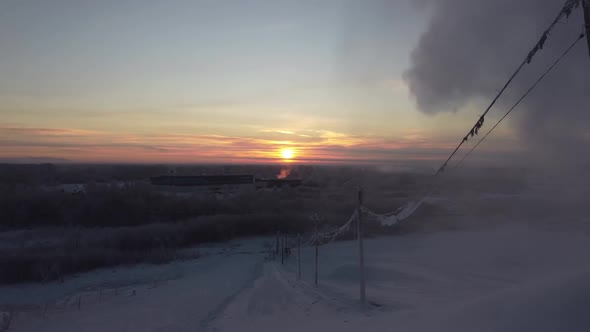 A Snow Cannon at the Ski Resort at Dawn alt