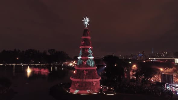 Illumination Christmas Tree at Ibirapuera park Sao Paulo Brazil. alt