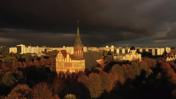 The Cathedral in Kaliningrad before a storm alt