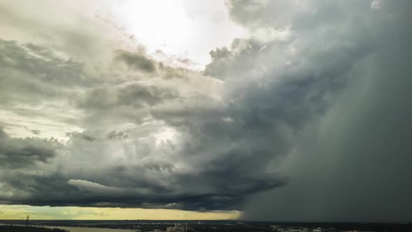 thunderstorm rain wall super cell rainfall storm clouds timelapse hyperlapse drone aerial