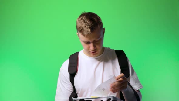 Young Man Student Satisfied with Results Dance Happy Chromakey