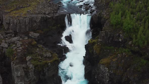 Aerial View of Cascades on Fossa River in Landmannalaugar Valley South Iceland alt