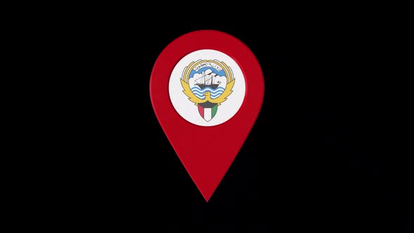 3D Rotating Pin Icon Animation With Kuwait Coat Of Arms Alpha Channel  2K alt