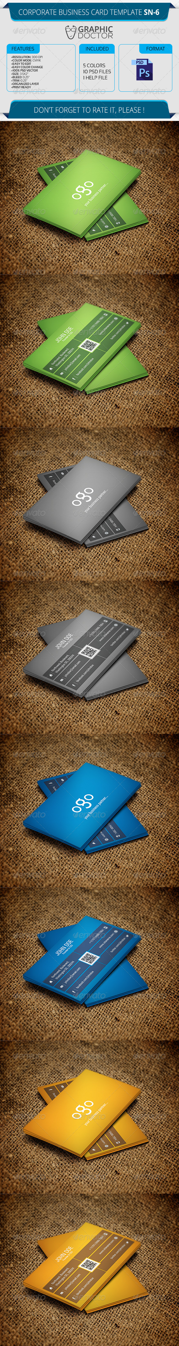 Corporate Business Card Template SN-6 - Corporate Business Cards