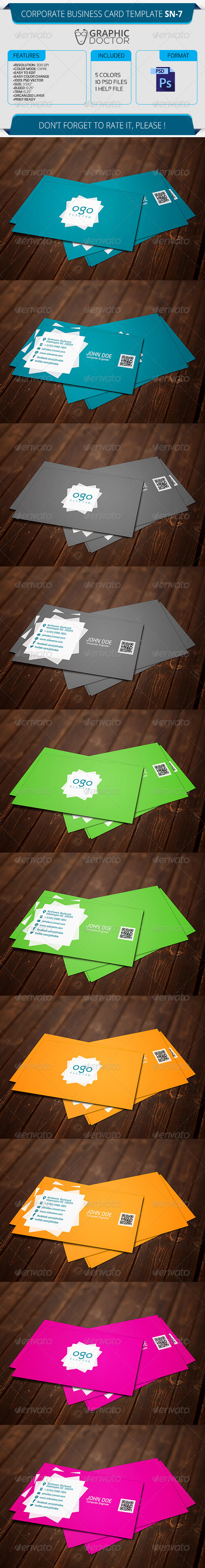 Corporate Business Card Template SN-7 - Corporate Business Cards