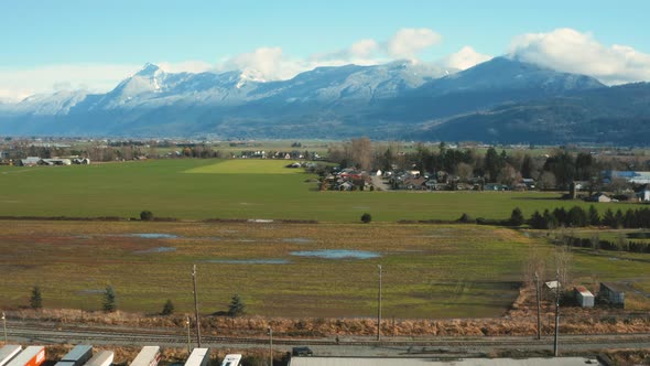 Stunning aerial view of farmland in Chilliwack, BC. alt