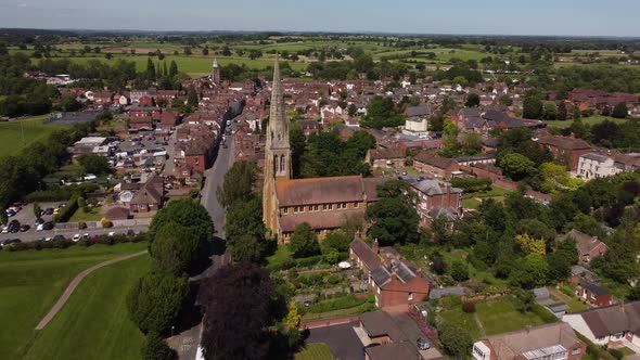 Upton-upon-Severn Small Town Worcestershire UK Aerial Landscape Green Countryside England
