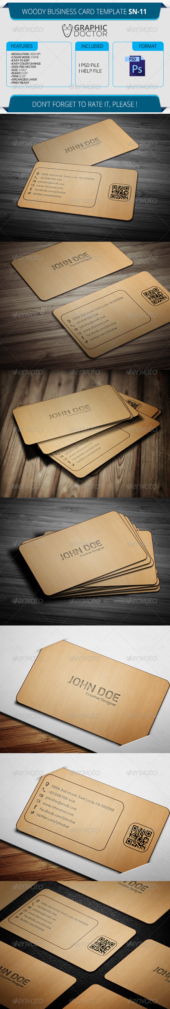 Woody Business Card Template SN-11 - Real Objects Business Cards