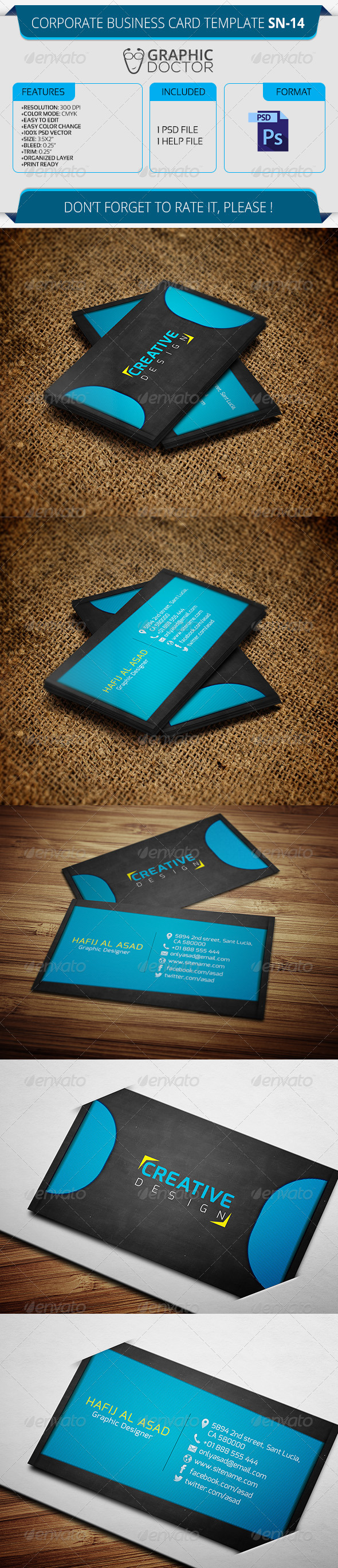 Corporate Business Card Template SN-14 - Creative Business Cards