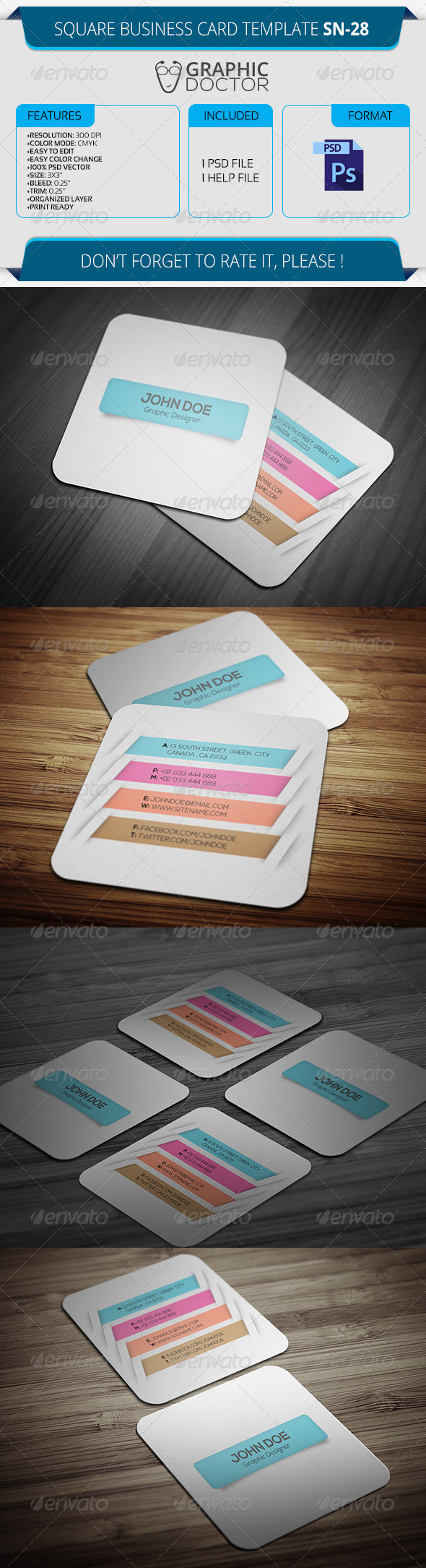 Square Business Card Template Sn 28 By Graphicdoctor Graphicriver Square Business Card Template Free