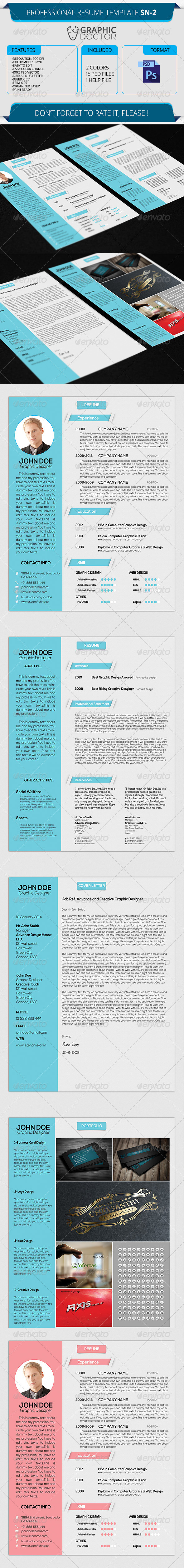 Professional Resume Template SN-2 - Resumes Stationery