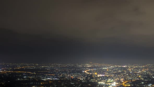 Time lapse of Chiang mai city night, Thailand from the view point