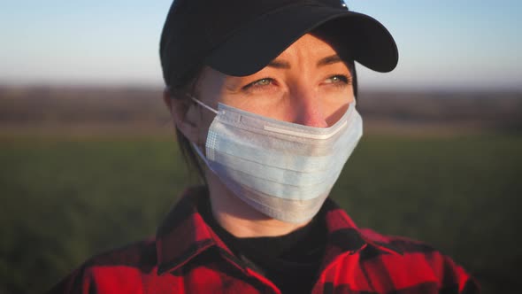 Girl with Medical Mask To Protect Her From Virus. Pandemic Coronavirus Concept. alt
