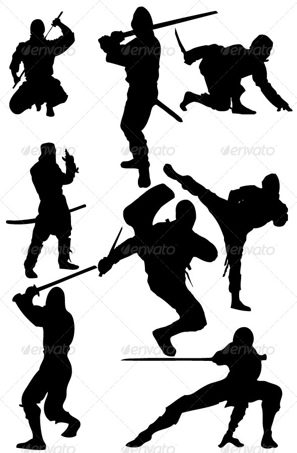 Download Ninja Silhouettes by Marjan2 | GraphicRiver