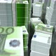 3d flight over the Euro money banknote packs loop animation - VideoHive Item for Sale