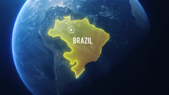 Earh Zoom In Space Brazil Country Alpha Output