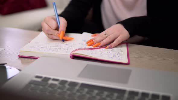 Student Making Notes Prepare To Lesson Self Education Online Distance Studying