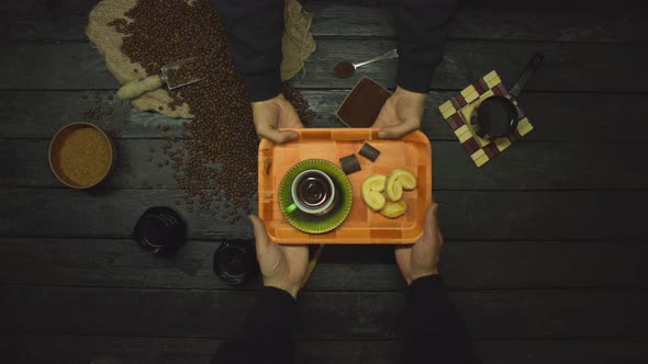 Coffee on Black Wooden Table