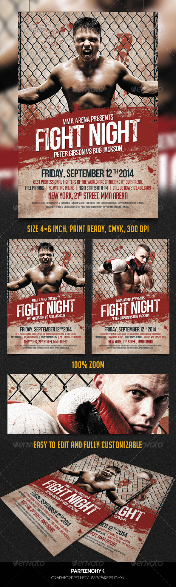 Fight Night Flyer Template - Sports Events