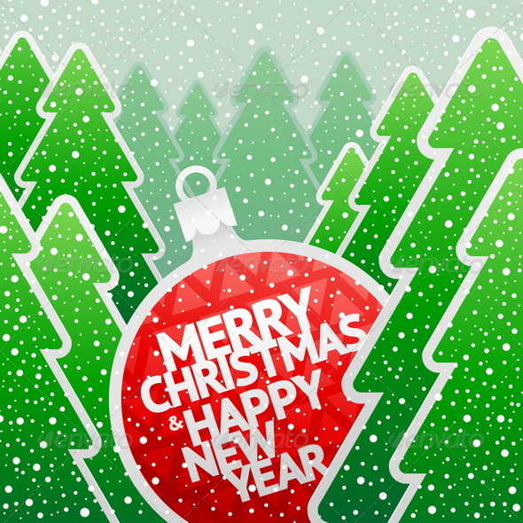 Paper Bauble with Greeting in the Winter Forest - Seasons/Holidays Conceptual