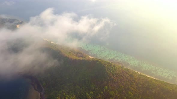 Aerial view of Phi Phi, Maya beach at sunset with Andaman sea in Phuket. Thailand alt