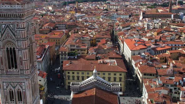 Tilting Timelapse of Tourists Milling Around Cathedral of Santa Maria Del Firore and Giotto’s Bellot alt