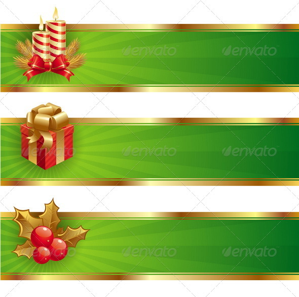 Christmas Vector Banners With Holidays Symbols - Christmas Seasons/Holidays