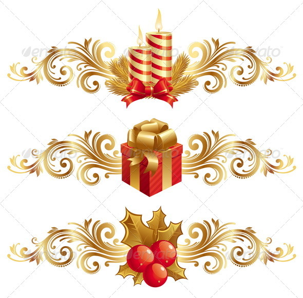 Christmas Symbols With Ornamental Decor - Christmas Seasons/Holidays