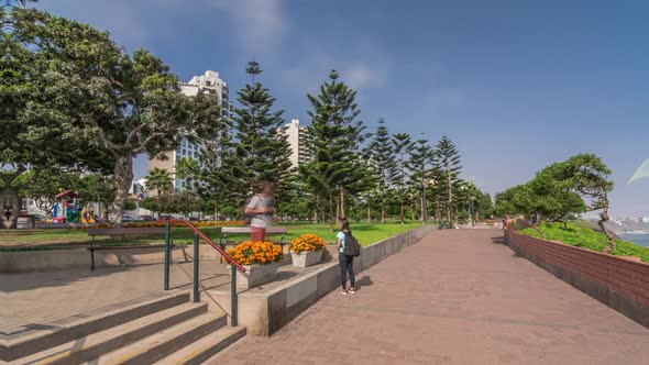 Fast Walk in Parque Del Amor or Love Park Timelapse Hyperlapse in Miraflores Lima Peru alt