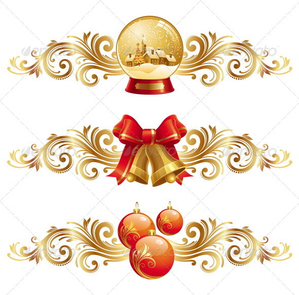 Christmas Symbols With Ornamental Decor - Christmas Seasons/Holidays