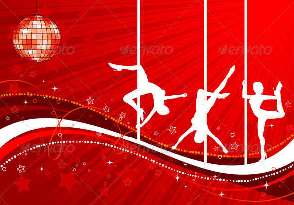 Vector silhouettes dancing women