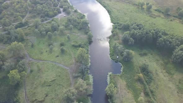 Aerial Summer View To Desna River and Forest alt