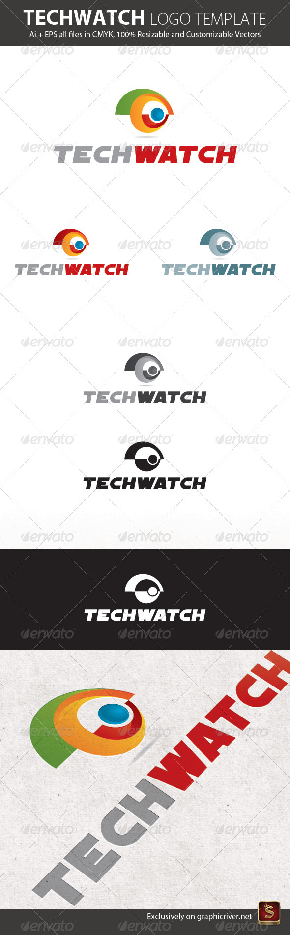 Tech Watch Logo Template - Vector Abstract