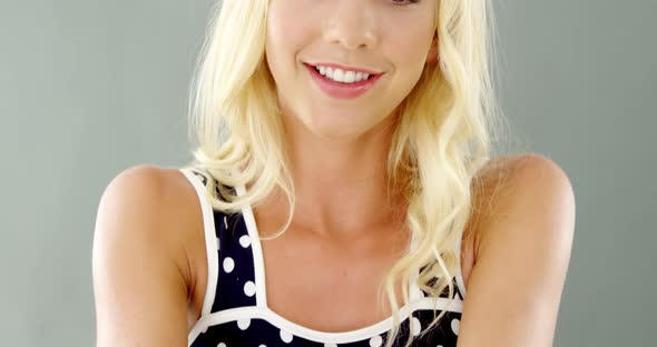 Beautiful woman holding cherry alt