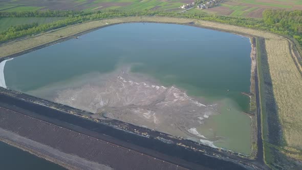 Landfill for Solid Waste of a Thermal Power Plant. Aerial Video of a Crowded Ash Dump. Ash, Slag