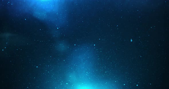 Sky with stars and amazing and deep blue light, particles light. 4K video. alt