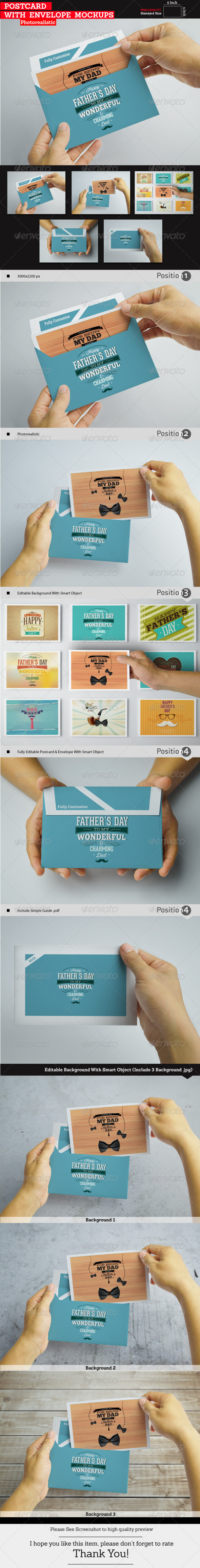 Postcard With Envelope Mockups - Print Product Mock-Ups