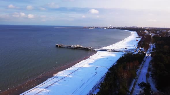 Gdansk Poland Brzezno Beach and Park Winter 2021