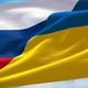 Split Ukrainian &amp; Russian Flag Waving in Daytime in 4K - VideoHive Item for Sale